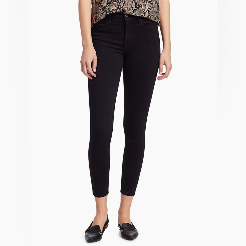 Frame Denim Le High Crop Skinny Jeans Black Size 30 Women
